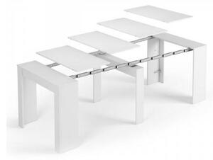 Consolle tavolo multifunzione allungabile colore bianco lucido, Misure 90 x 78 x 51 cm