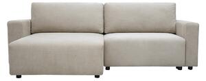 Divano angolare convertibile reversibile con contenitore 3-4 posti in tessuto ciniglia beige NESTO