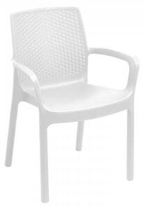 Sedia impilabile effetto rattan, Made in Italy, colore bianco, Misure 54 x 82 x 60,5 cm