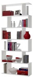 Libreria bifacciale decorativa e funzionale, colore bianco lucido, Misure 80 x 192 x 25 cm