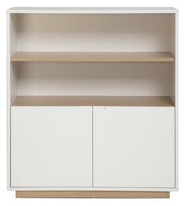 Credenza scandinava bianca con finitura legno chiaro 2 ante L100 cm LEANA