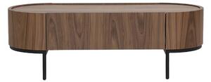 Tavolino basso design legno scuro noce e metallo nero con contenitore L120 cm SKYE