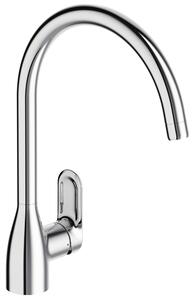 Rubinetto da cucina girevole, cromato, con doccetta flessibile, facile da installare, confezione singola, ideale per la cucina