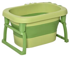 HOMCOM Vaschetta Bagnetto Pieghevole per Neonati e Bambini di 0-6 Anni, in Plastica Antiscivolo, Verde, 75.3x55.4x43cm|Aosom