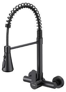 Miscelatore per lavello da cucina, girevole a 360°, in acciaio inossidabile, finitura nero opaco, versatile per diverse esigenze
