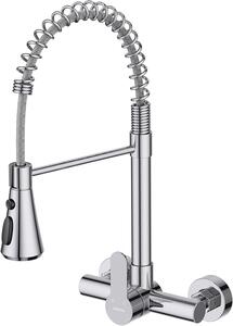 Miscelatore per cucina con 3 livelli di erogazione, girevole, in acciaio inossidabile cromato, con beccuccio alto, flessibile, confezione singola