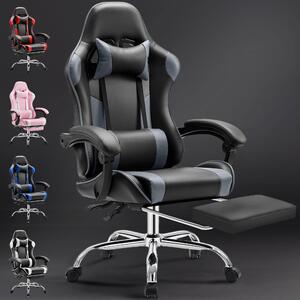 Sedia da gaming ergonomica con poggiapiedi, cuscino lombare regolabile, capacità di carico di 150 kg, ideale per l'ufficio e la casa