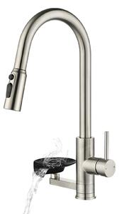 Miscelatore da cucina con soffione lucido, doccetta estraibile, rotazione a 360°, realizzato in acciaio inossidabile 304, ideale per la cucina