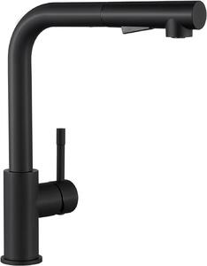 Miscelatore da cucina nero, alta pressione, con doccetta estraibile, 2 getti, rotazione a 360°, 40 cm, per la cucina