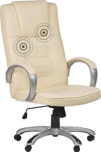 BELIANI Sedia da ufficio massaggiante beige in ecopelle riscaldata 4 modalità 360 girevole sedia da scrivania casa
