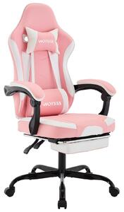 Sedia da gaming ergonomica con schienale regolabile da 90 a 135°, poggiapiedi, supporto lombare, colore nero, ideale per l'ufficio
