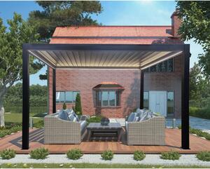 VivaGarden Pergola Bioclimatica da Esterno in Alluminio Copertura a Lamelle 3x4 mt Motorizzata con Led colore Grigio Scuro