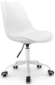 Sedia da ufficio in stile scandinavo, regolabile in altezza, con rotelle, bianca, con base in metallo, ideale per l'ufficio e lo smart working