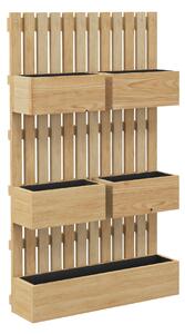 Outsunny Fioriera con Grigliato e Fori di Drenaggio, in Legno di Abete, 60x16x100 cm