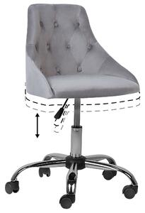 Sedia da ufficio BELIANI Velluto grigio, gambe cromate, regolazione in altezza girevole