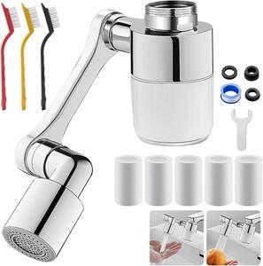 Rubinetto da cucina con bocchetta girevole a 1080°, regolabile, dotato di 5 filtri intercambiabili, ideale per la cucina