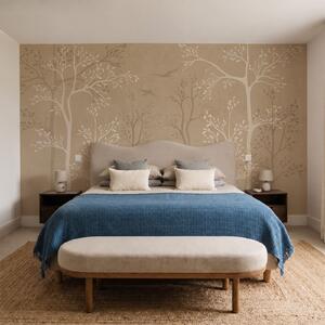 Carta da parati Carta da parati con alberi e uccelli, Carta da parati Natura, Carta da parati popolare, t00775v2 - Tapeko.it