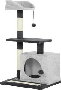 AllMyPets Albero Tiragraffi per Gatti Alto 85 cm con Casetta Lettino Pali e Tappetino Tiragraffi colore Grigio - W678LG