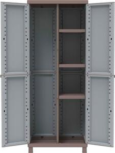 TERRY Armadio da Esterno Portascope in Resina Antipioggia 2 Ante 3 Ripiani Dimensioni 68x39x170 cm colore Grigio/Tortora