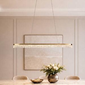 Lampada LED a sospensione Preciosa, oro, metallo, lunghezza 120 cm Preciosa Milagro Lighting, Ottone / Oro, Soggiorno / Sala da pranzo, Metallo, Moderno