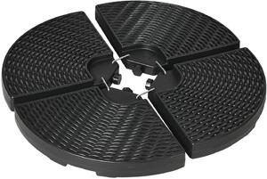 VivaGarden Base per Ombrellone da Giardino a Braccio da 4 Pezzi Riempibili con Acqua e Sabbia 100x8 cm Nero