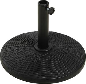 VivaGarden Base per Ombrellone Rotonda Effetto Rattan da 12.5kg Supporto per Pali da 38mm e 48mm 44.5 cm colore Nero