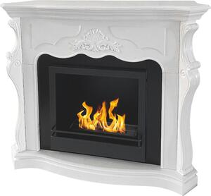 Divina Fire Camino a Bioetanolo Biocamino da Terra Parigi in Legno Bianco L123xP39xH100 cm - DF98687
