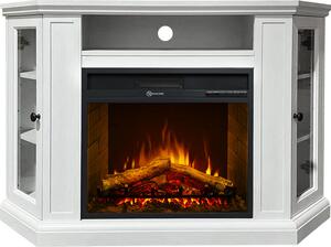 Divina Fire Camino elettrico caminetto da terra ad angolo Madison in legno Bianco 126x78x83 h - DF91393
