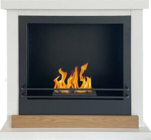 Divina Fire Camino a Bioetanolo Biocamino da Terra Stoccolma in Legno Bianco L75xP24xH68 cm - DF98686