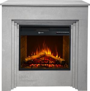 Divina Fire Camino Elettrico Caminetto da Terra BELLINI in Legno effetto Cemento Made in Italy L96xP35xH96 - DF104410