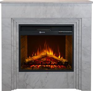 Divina Fire Camino Elettrico Caminetto da Terra BELLINI in Legno effetto Marmo Made in Italy L96xP35xH96 colore Bianco - DF104411