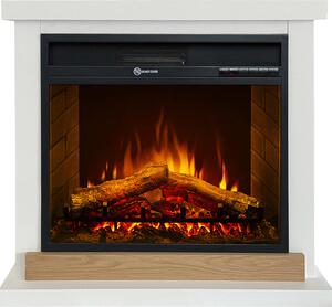 Divina Fire Camino Elettrico Caminetto da Terra STOCCOLMA in Legno L75xP28xH70 cm colore Bianco - DF104404