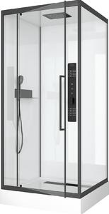Doccia completa MARWELL Doccia completa bianca Square 90 x 90 x 215 cm - Set completo incl. piatto doccia e rubinetto - Doccia angolare con ingresso frontale