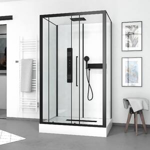 Doccia completa MARWELL Doccia completa bianca Rettangolo 90 x 115 x 215 cm - Set completo incl. piatto doccia e rubinetto - Cabina doccia con ingresso frontale e profilo in alluminio di alta qualità