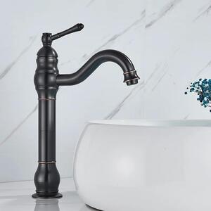 Badarmatur - Miscelatore monocomando alto per lavabo - Ottone - Montaggio a foro singolo - Miscelatore monocomando - Acqua calda e fredda - Montaggio a incasso - Bronzo nero