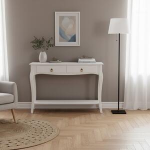 DecHome Consolle Ingresso Design Shabby Chic 2 Cassetti Dimensioni 100x33x76 cm colore Bianco