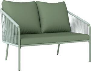 VivaGarden Divano da Esterno 2 Posti con Cuscini in Rattan PE 112x72x76 cm colore Verde