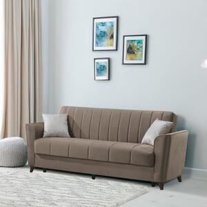 DecHome Divano Letto 3 Posti in Tessuto Velluto Dimensioni 223x89x86 cm colore Marrone - Duca