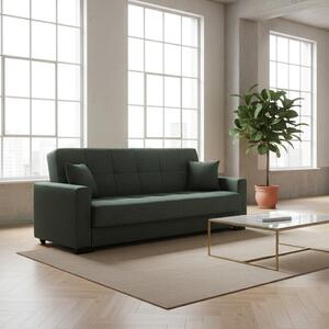 DecHome Divano Letto 3 Posti Vano Contenitore in Tessuto Dimensioni 225x88x94 cm colore Oliva