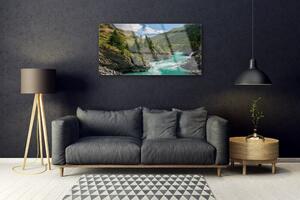 Quadro vetro Montagne Fiume Paesaggio 100x50 cm