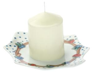 Candela con piattino porta candela a forma di foglia 