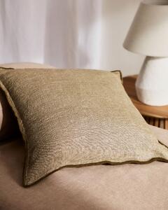 Fodera per cuscino Queta in lino e cotone verde 45 x 45 cm