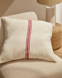 Fodera per cuscino Nona in lino e cotone naturale e righe rosse 60 x 60 cm