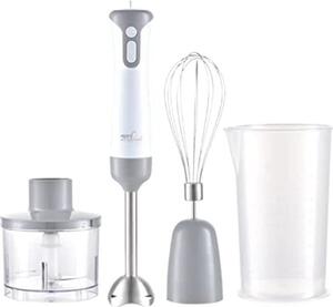 Melchioni Frullatore ad immersione Minipimer MuLitriifunzione Lame Acciaio Inox Potenza 400 watt colore Bianco - Mixxxo Steel