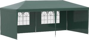 VivaGarden Gazebo da Giardino 6x3 m in Acciaio/Tessuto Tende Laterali con Finestre colore Verde