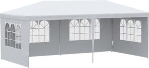 VivaGarden Gazebo da Giardino 6x3 m in Acciaio/Tessuto Tende Laterali con Finestre colore Bianco