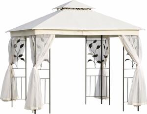 VivaGarden Gazebo Giardino 3x3 mt in Acciaio/Tessuto con Doppio tetto e Zanzariere colore Bianco