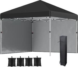 VivaGarden Gazebo Giardino 3x3 mt Pieghevole in Acciaio/Tessuto con 2 Pareti Smontabili colore Nero
