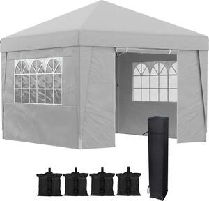 VivaGarden Gazebo Giardino 3x3 mt Pieghevole in Acciaio/Tessuto Tende Laterali con Finestre colore Grigio Chiaro