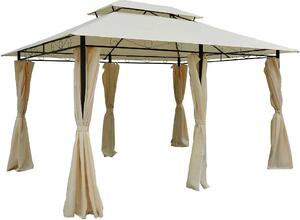 VivaGarden Gazebo Giardino 3x4 mt in Acciaio con Doppio tetto e Tende colore Crema